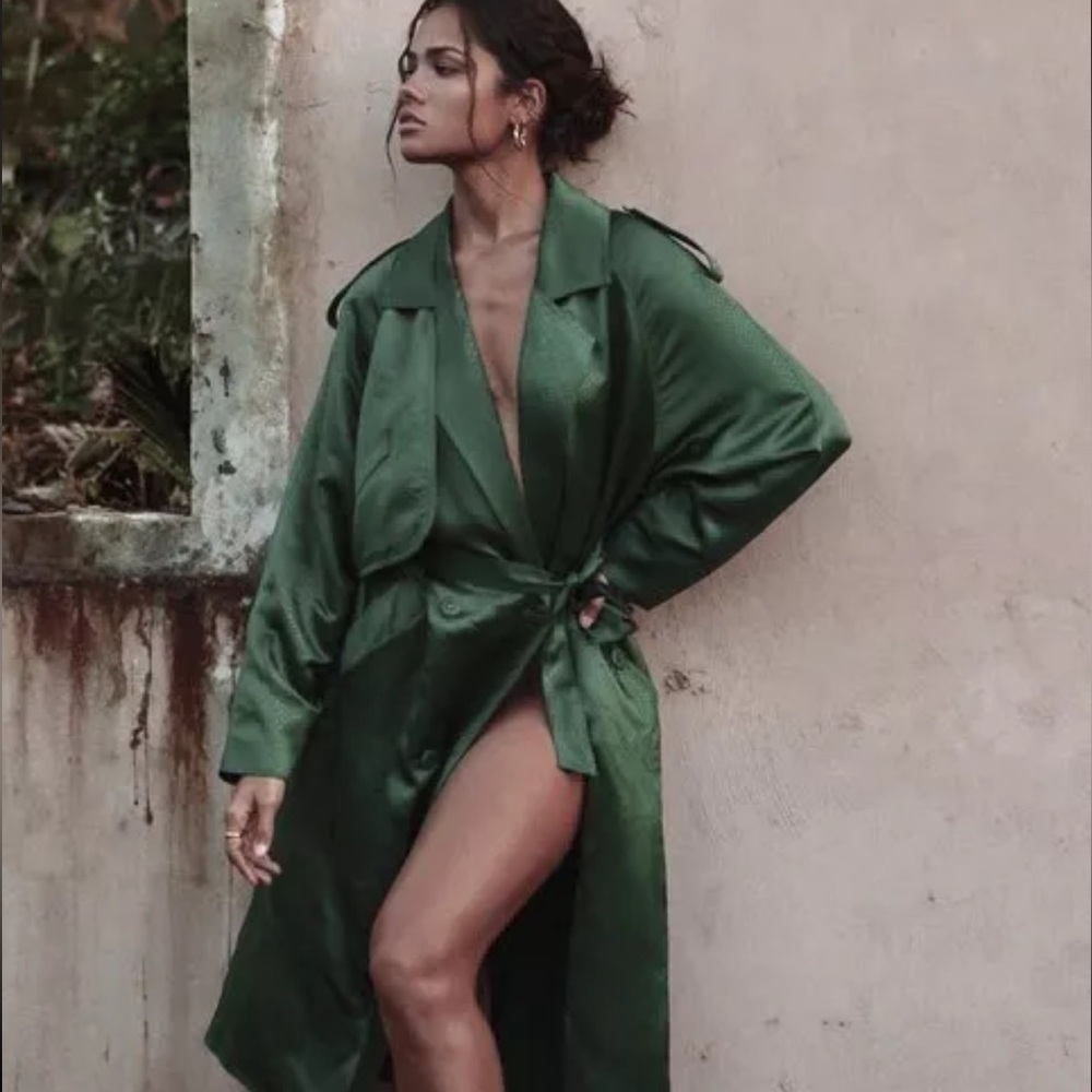 🐍 NWT Women’s Rat & Boa Green Franca Mac Trench Coat Dress 🐍 - Picture 3 of 10